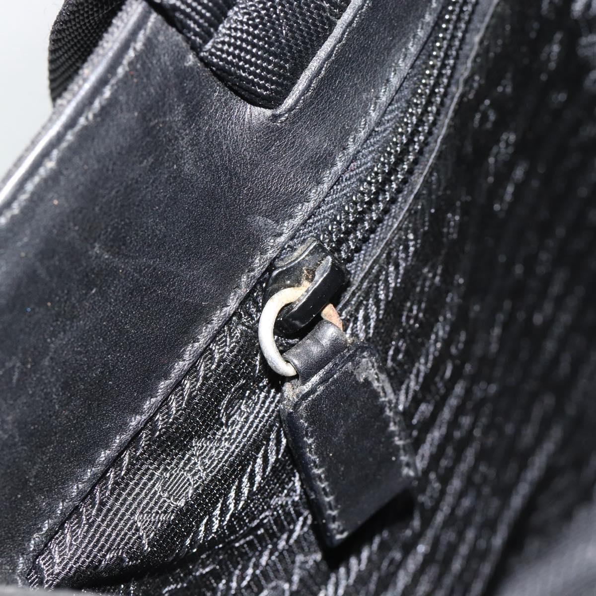 PRADA Hand Bag Canvas Black Silver Auth bs35438