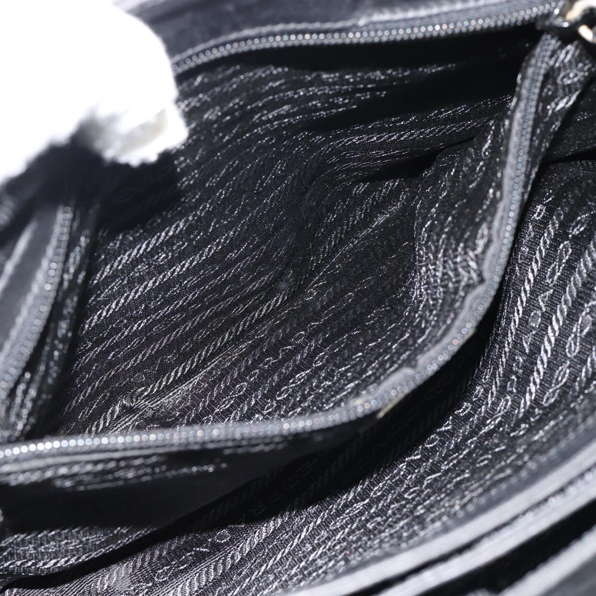 PRADA Hand Bag Canvas Black Silver Auth bs35438