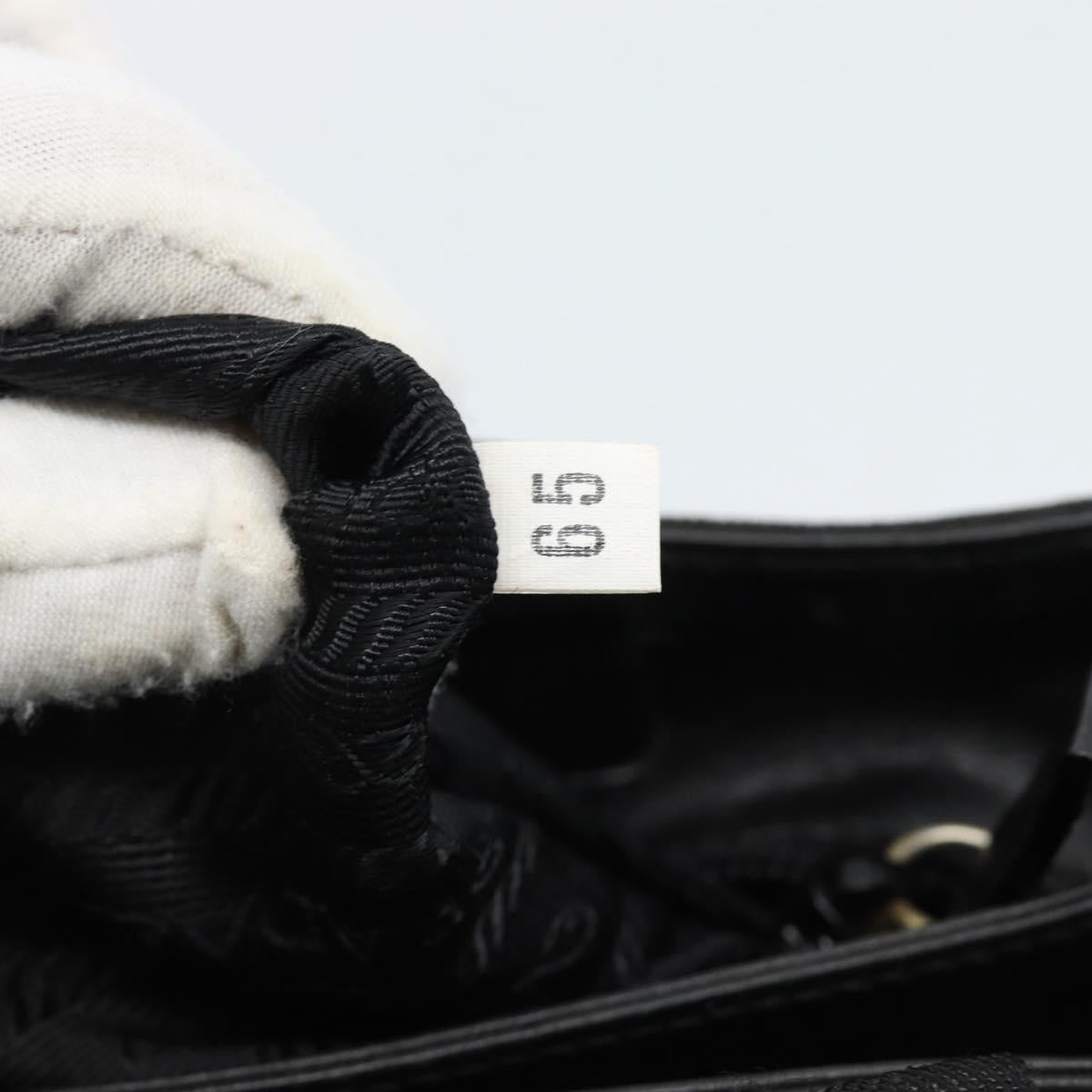 PRADA Hand Bag Canvas Black Silver Auth bs35438