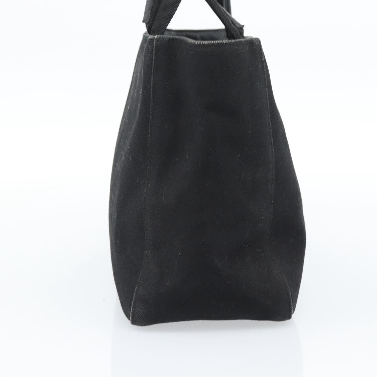 PRADA Hand Bag Canvas Black Silver Auth bs35438