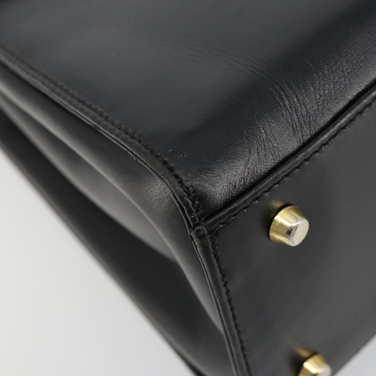 TIFFANY&Co. Hand Bag Leather Black Gold Auth bs35439