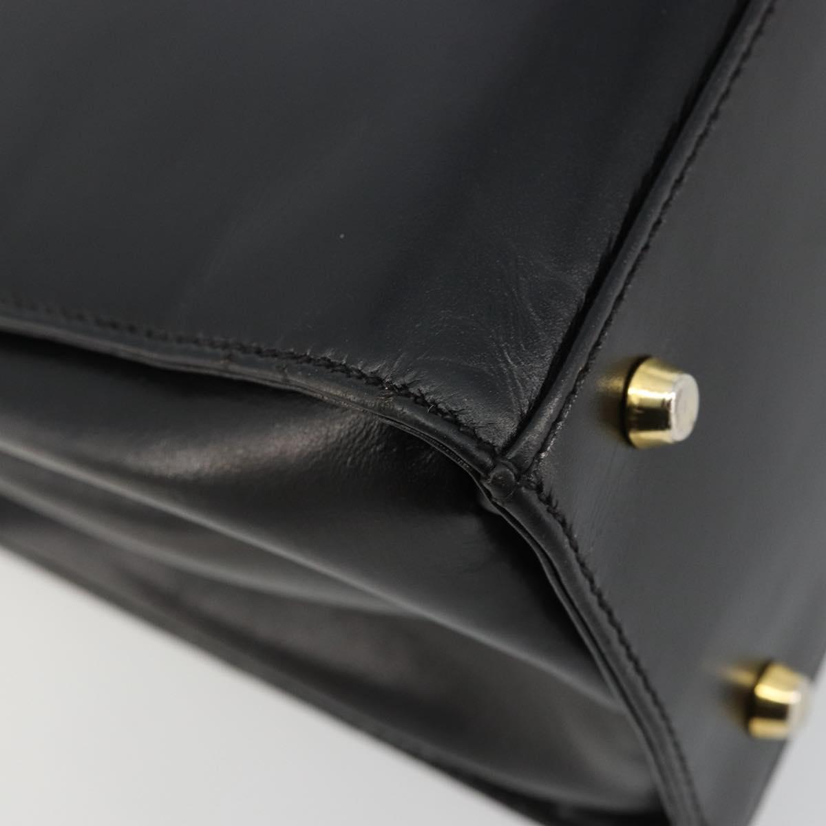 TIFFANY&Co. Hand Bag Leather Black Gold Auth bs35439