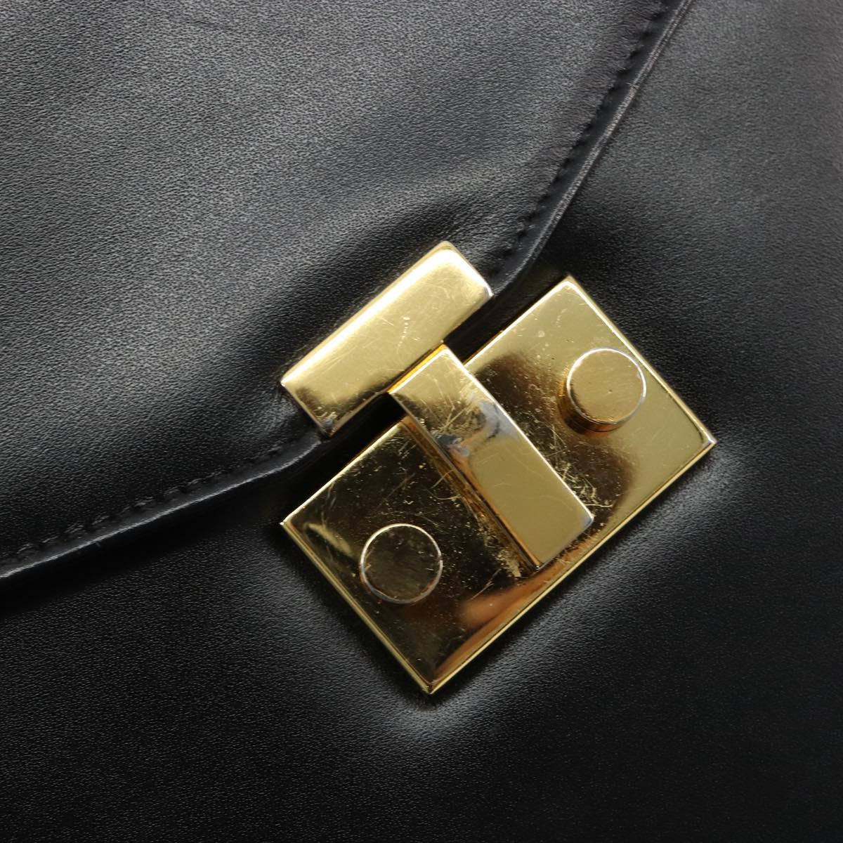 TIFFANY&Co. Hand Bag Leather Black Gold Auth bs35439