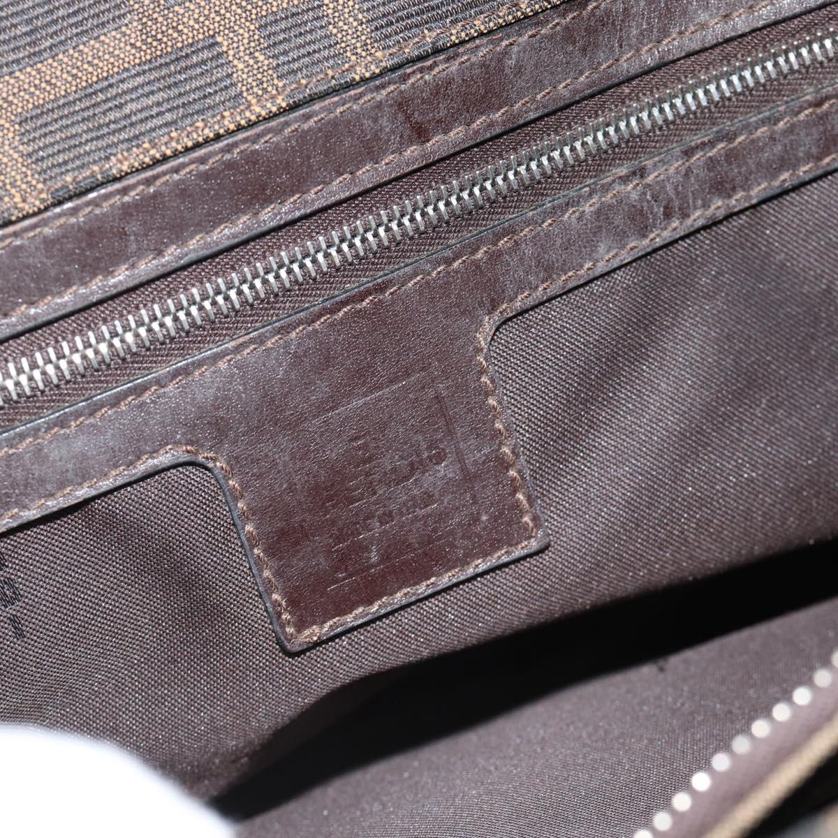 FENDI Zucca Canvas Mamma Baguette Shoulder Bag Black Brown Auth bs35441