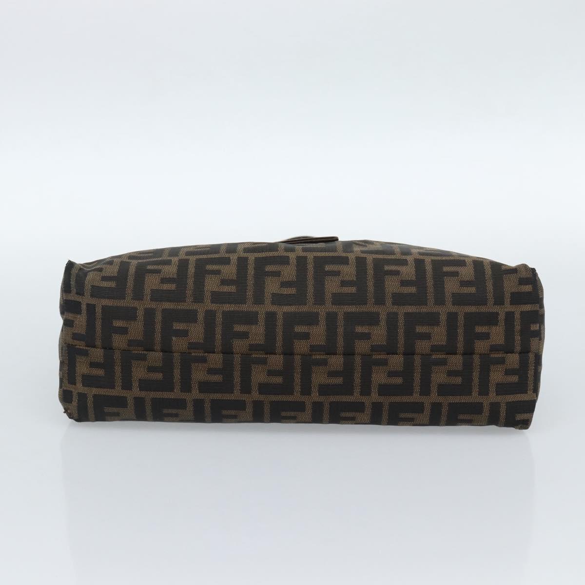 FENDI Zucca Canvas Mamma Baguette Shoulder Bag Black Brown Auth bs35441