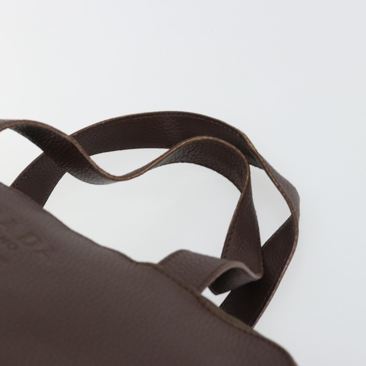 PRADA Hand Bag Leather Brown Gold Auth bs35442