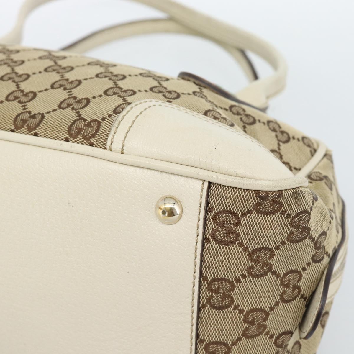 GUCCI GG Canvas princi Hand Bag Beige Gold 161720 Auth bs35443