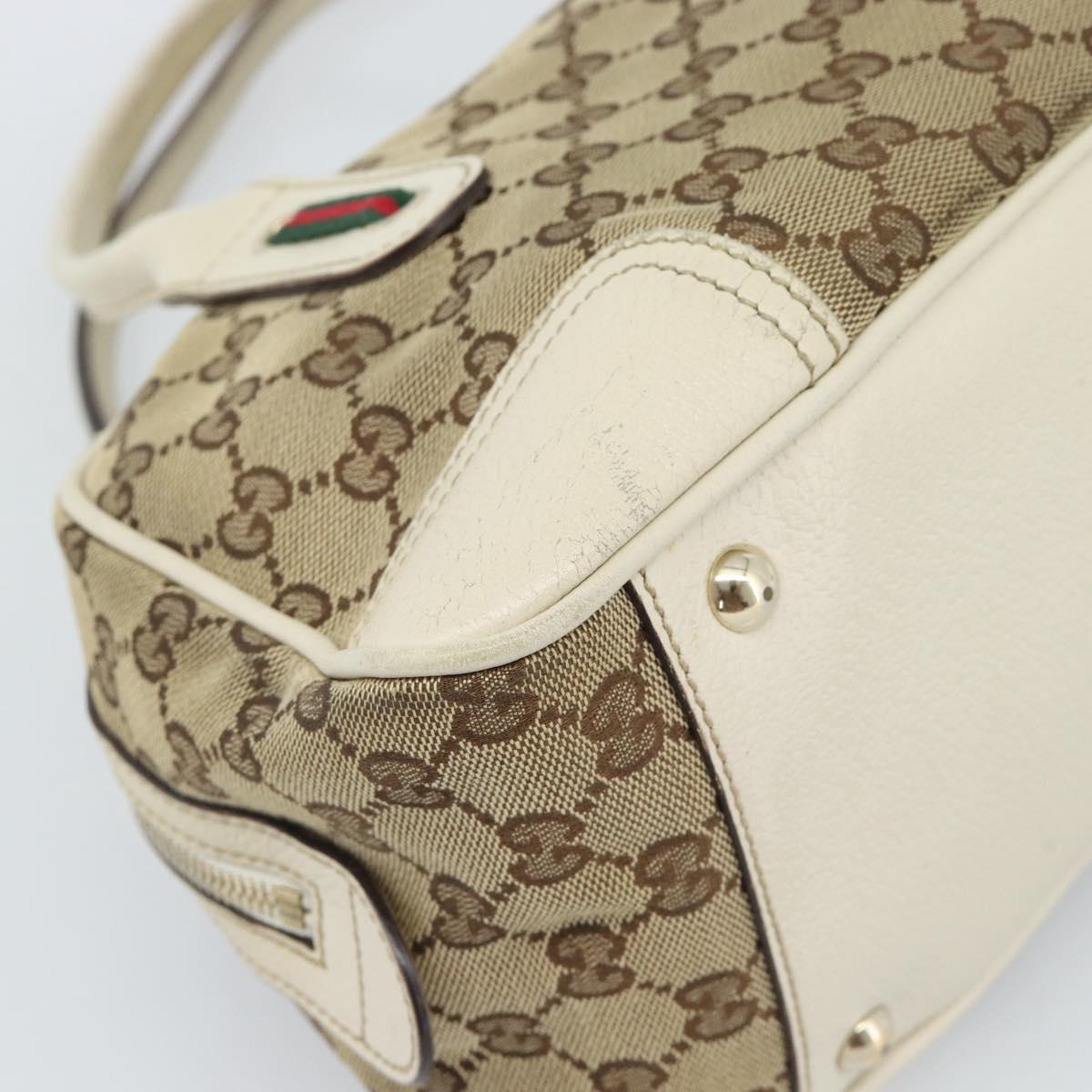 GUCCI GG Canvas princi Hand Bag Beige Gold 161720 Auth bs35443