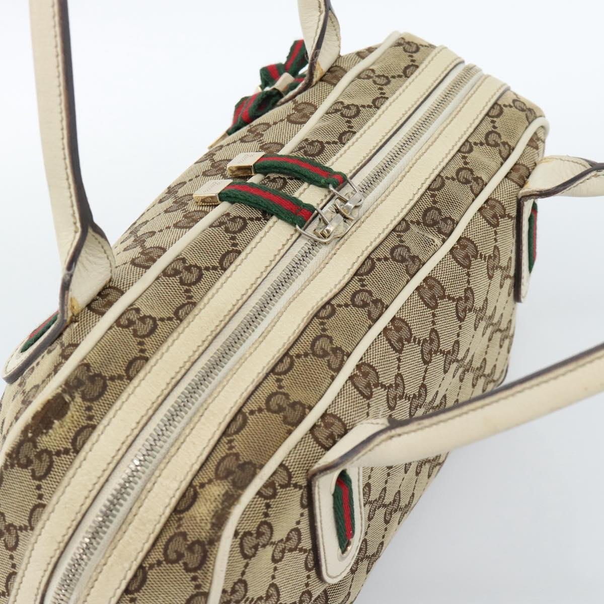 GUCCI GG Canvas princi Hand Bag Beige Gold 161720 Auth bs35443