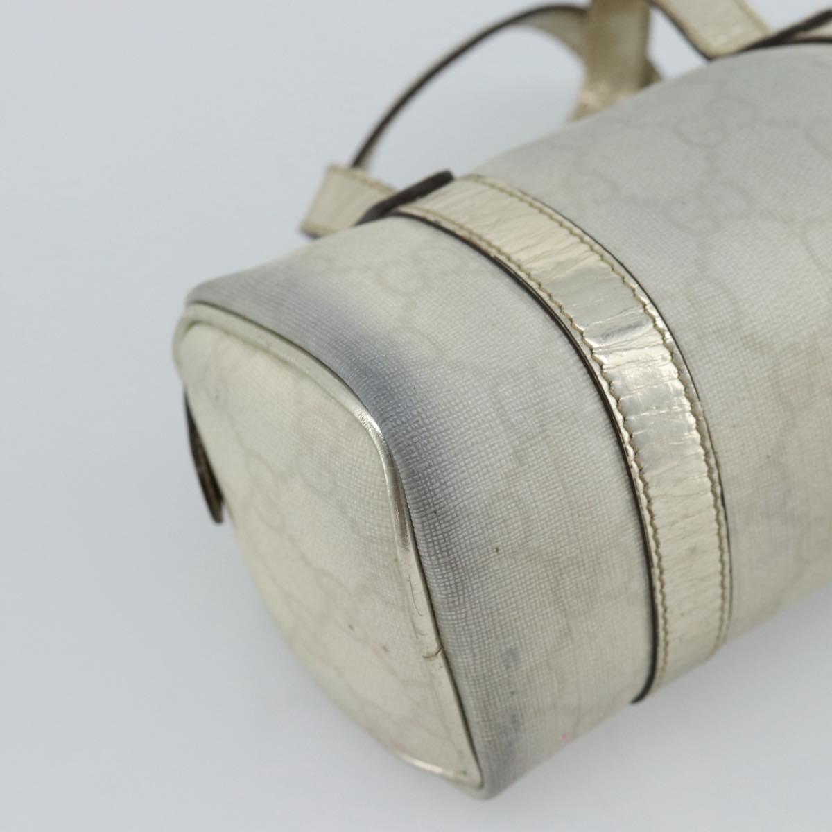GUCCI GG Supreme Mini Hand Bag PVC White Gold 190400 Auth bs35446