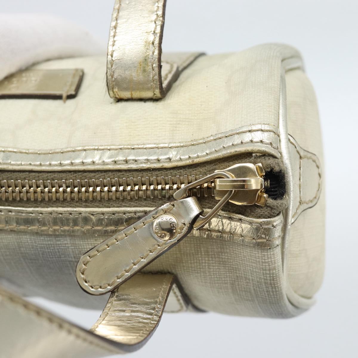 GUCCI GG Supreme Mini Hand Bag PVC White Gold 190400 Auth bs35446