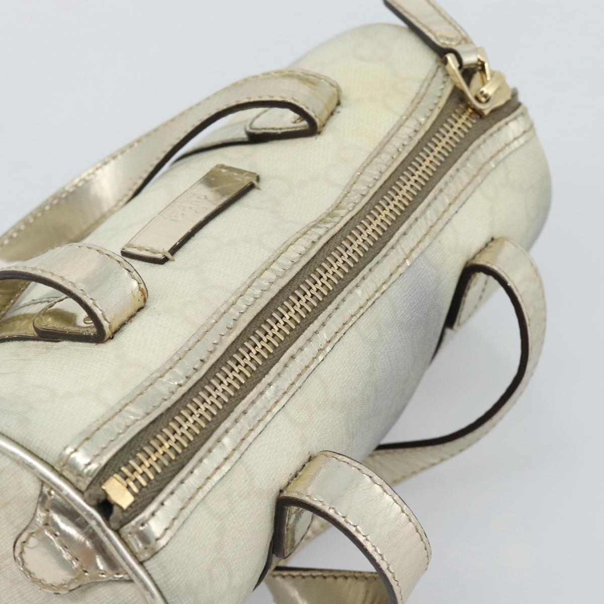 GUCCI GG Supreme Mini Hand Bag PVC White Gold 190400 Auth bs35446