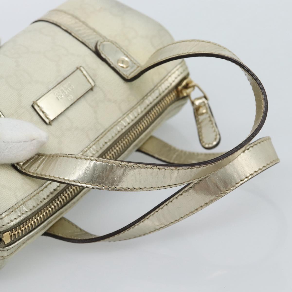 GUCCI GG Supreme Mini Hand Bag PVC White Gold 190400 Auth bs35446