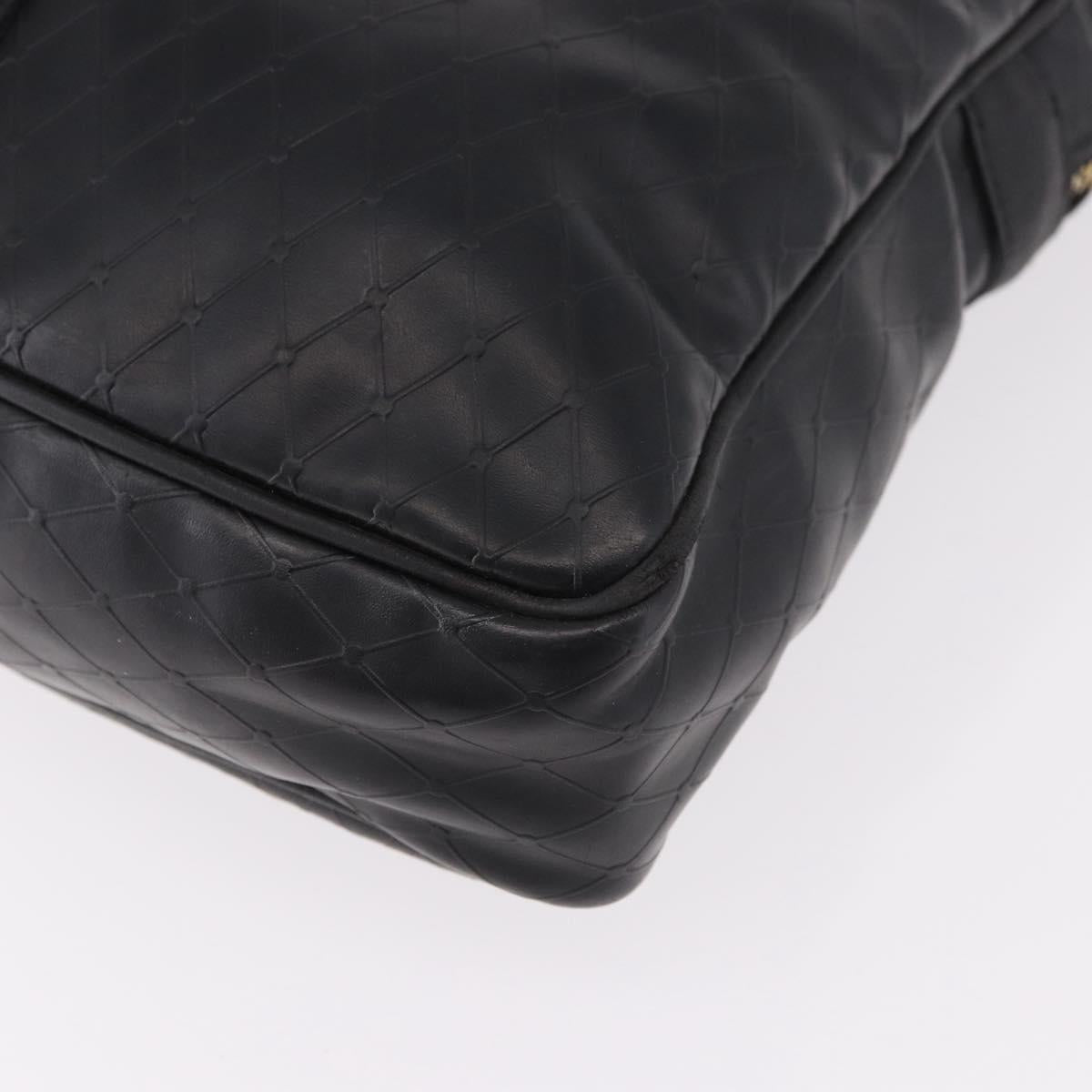Gianni Versace Business Bag Leather Black Gold Auth bs35448