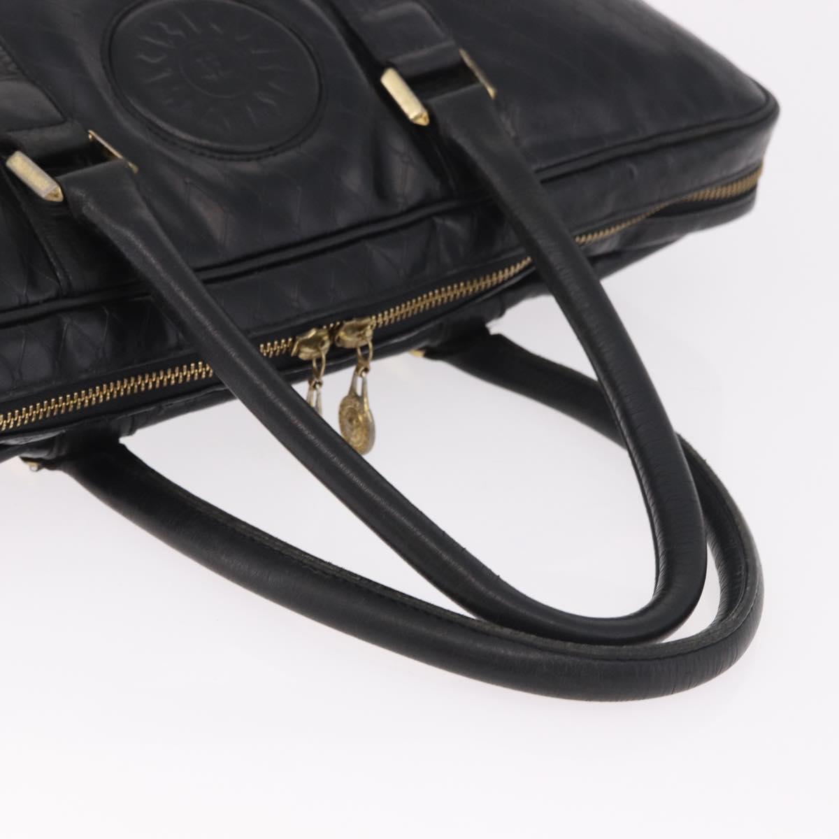 Gianni Versace Business Bag Leather Black Gold Auth bs35448