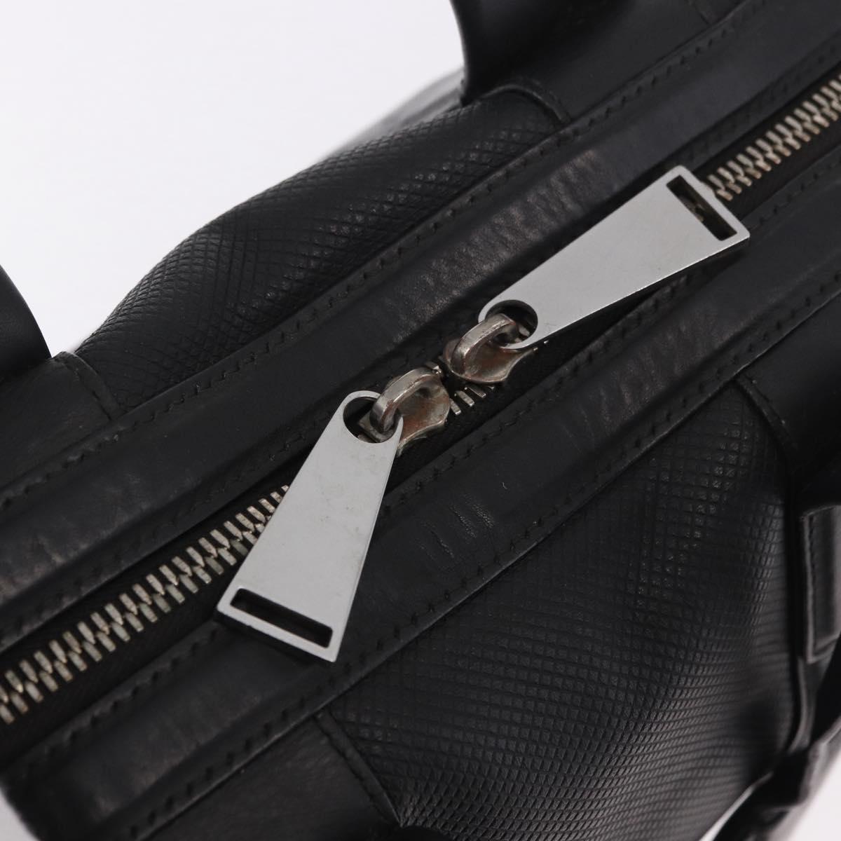 BOTTEGA VENETA Business Bag Leather Black Silver Auth bs35449