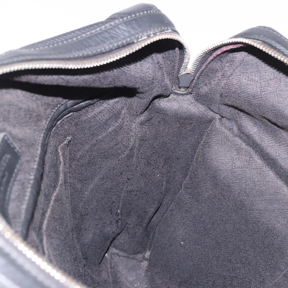 BOTTEGA VENETA Business Bag Leather Black Silver Auth bs35449