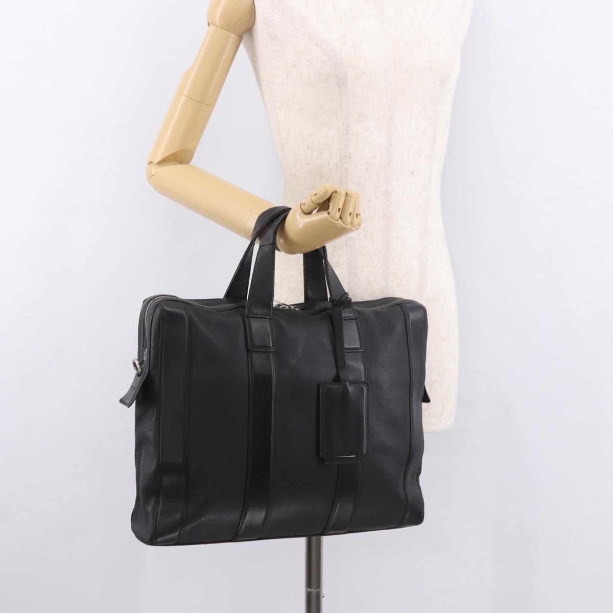 BOTTEGA VENETA Business Bag Leather Black Silver Auth bs35449