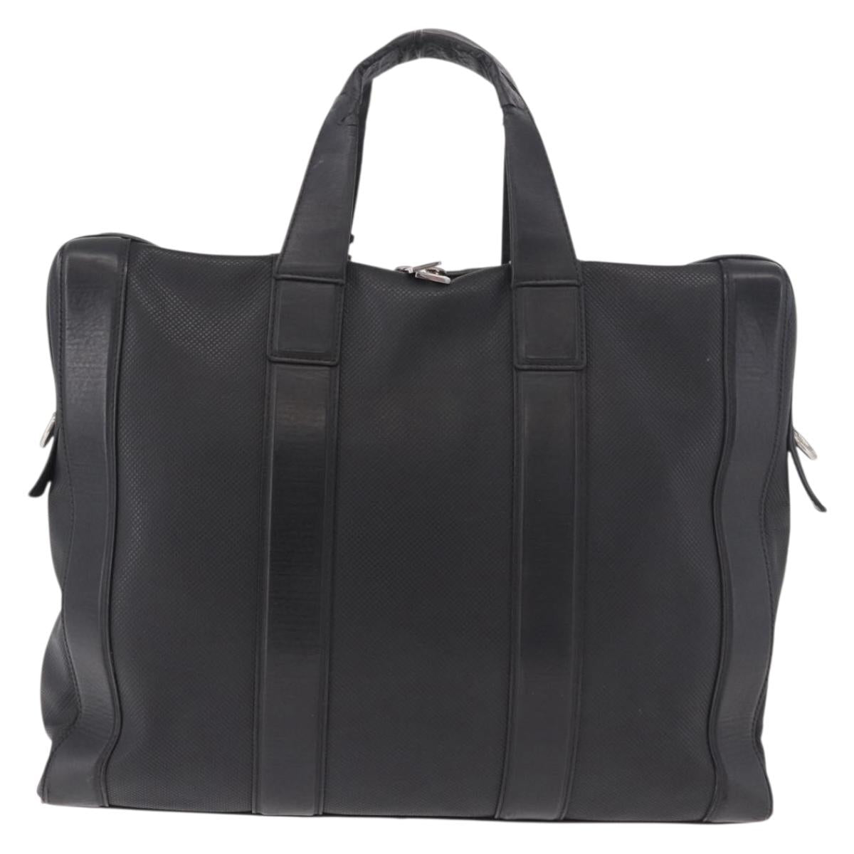 BOTTEGA VENETA Business Bag Leather Black Silver Auth bs35449