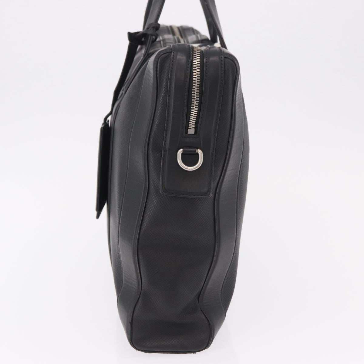 BOTTEGA VENETA Business Bag Leather Black Silver Auth bs35449