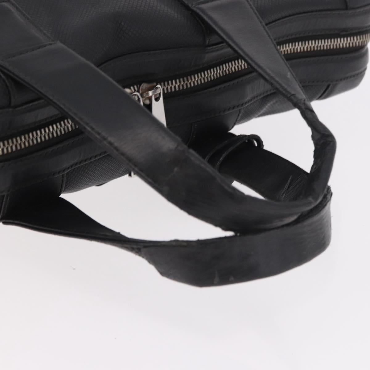 BOTTEGA VENETA Business Bag Leather Black Silver Auth bs35449