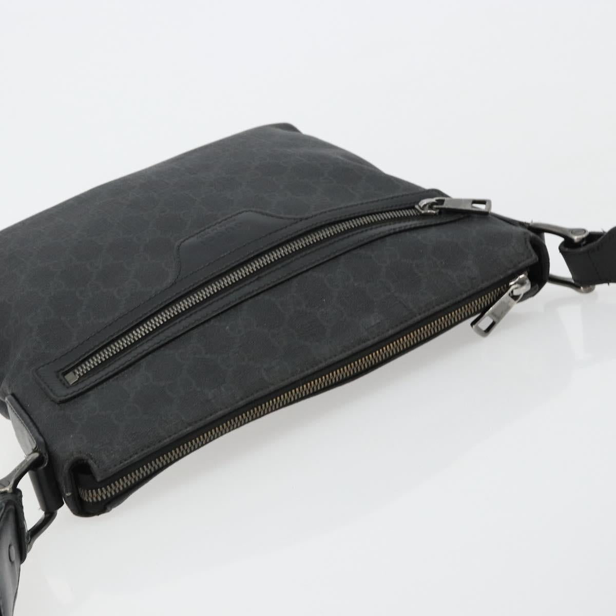GUCCI GG Supreme Shoulder Bag PVC Black Silver 322279 Auth bs35450