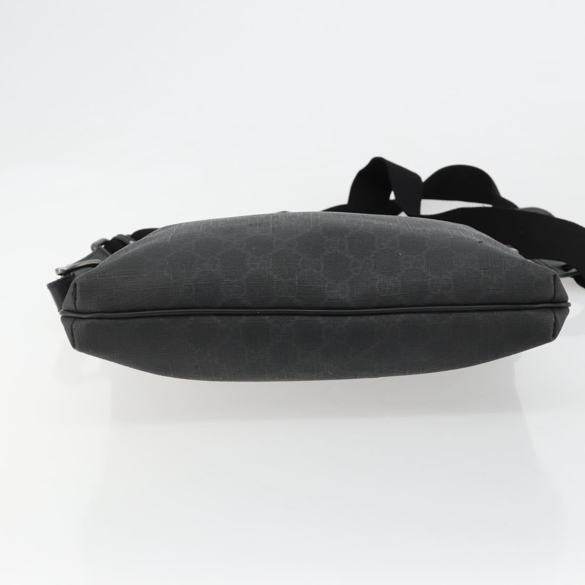 GUCCI GG Supreme Shoulder Bag PVC Black Silver 322279 Auth bs35450