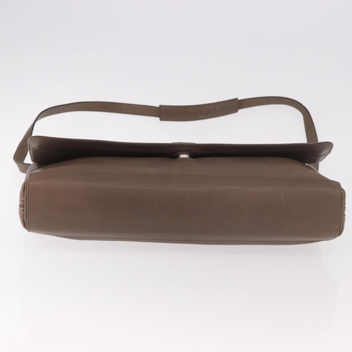 LOEWE Business Bag Leather 2way Brown Silver Auth bs35451