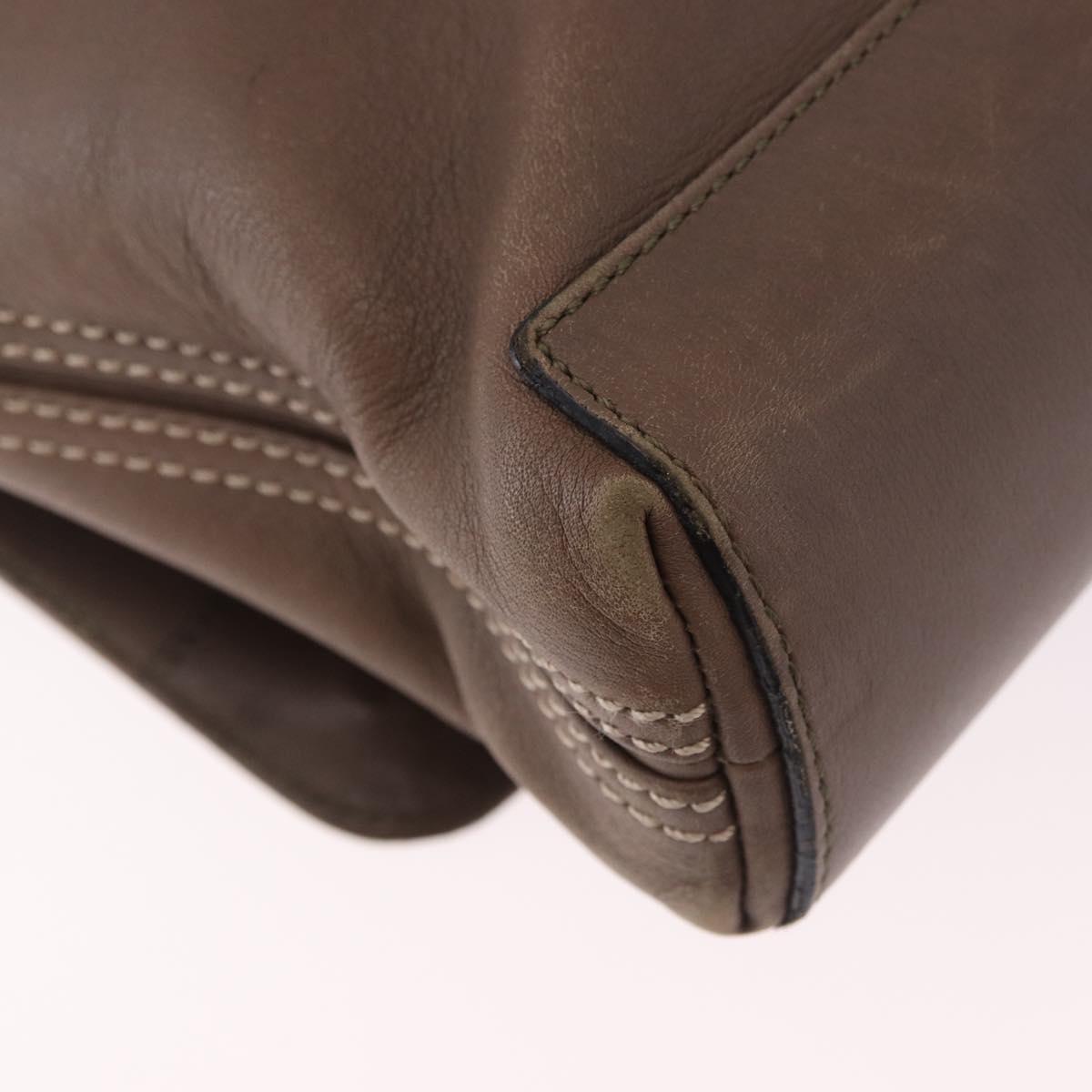 LOEWE Business Bag Leather 2way Brown Silver Auth bs35451
