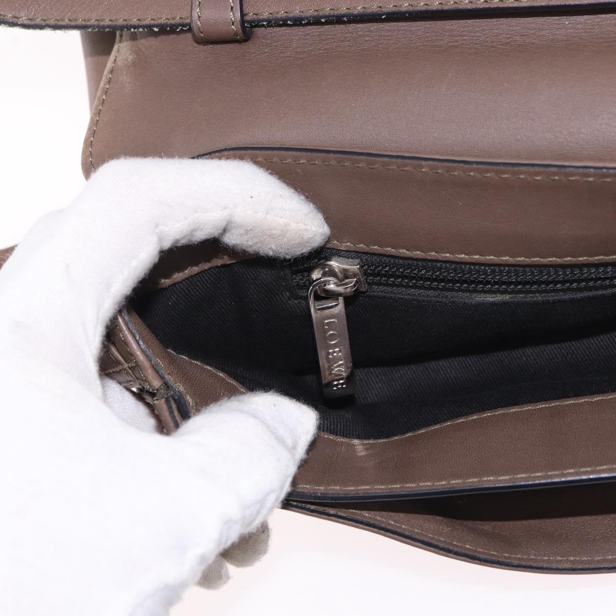 LOEWE Business Bag Leather 2way Brown Silver Auth bs35451