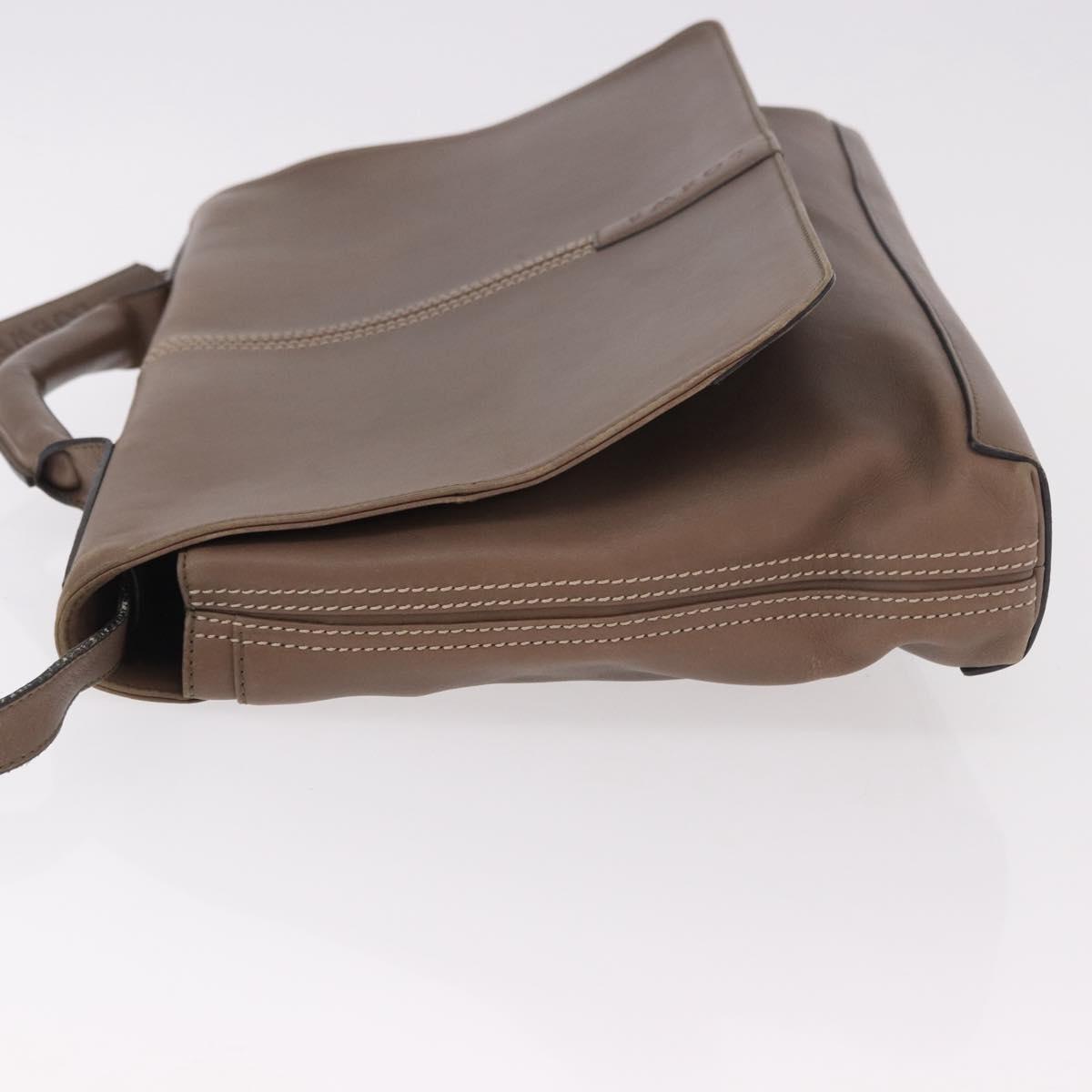 LOEWE Business Bag Leather 2way Brown Silver Auth bs35451