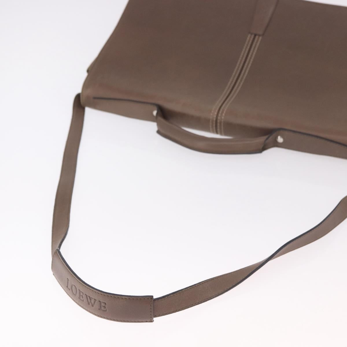 LOEWE Business Bag Leather 2way Brown Silver Auth bs35451