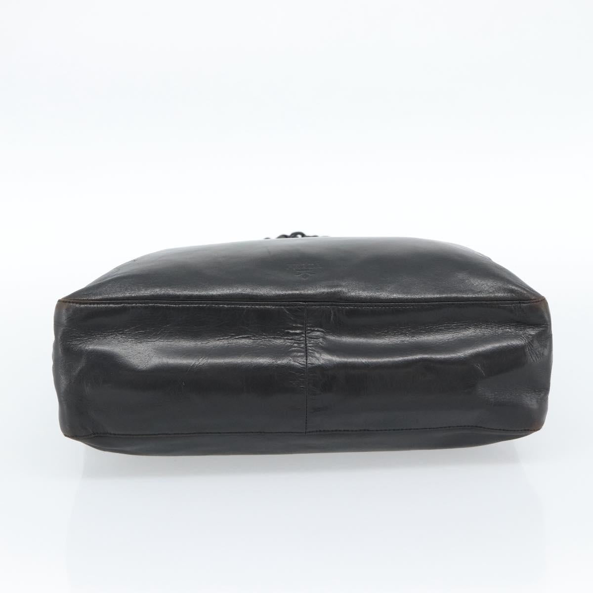 PRADA Plastic Chain Tote Bag Leather Black Silver Auth bs35453