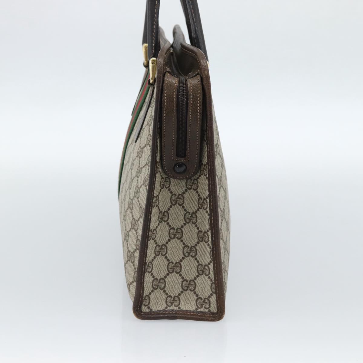 GUCCI GG Supreme Web Sherry Line Hand Bag PVC Beige Gold 010 378 Auth bs35454