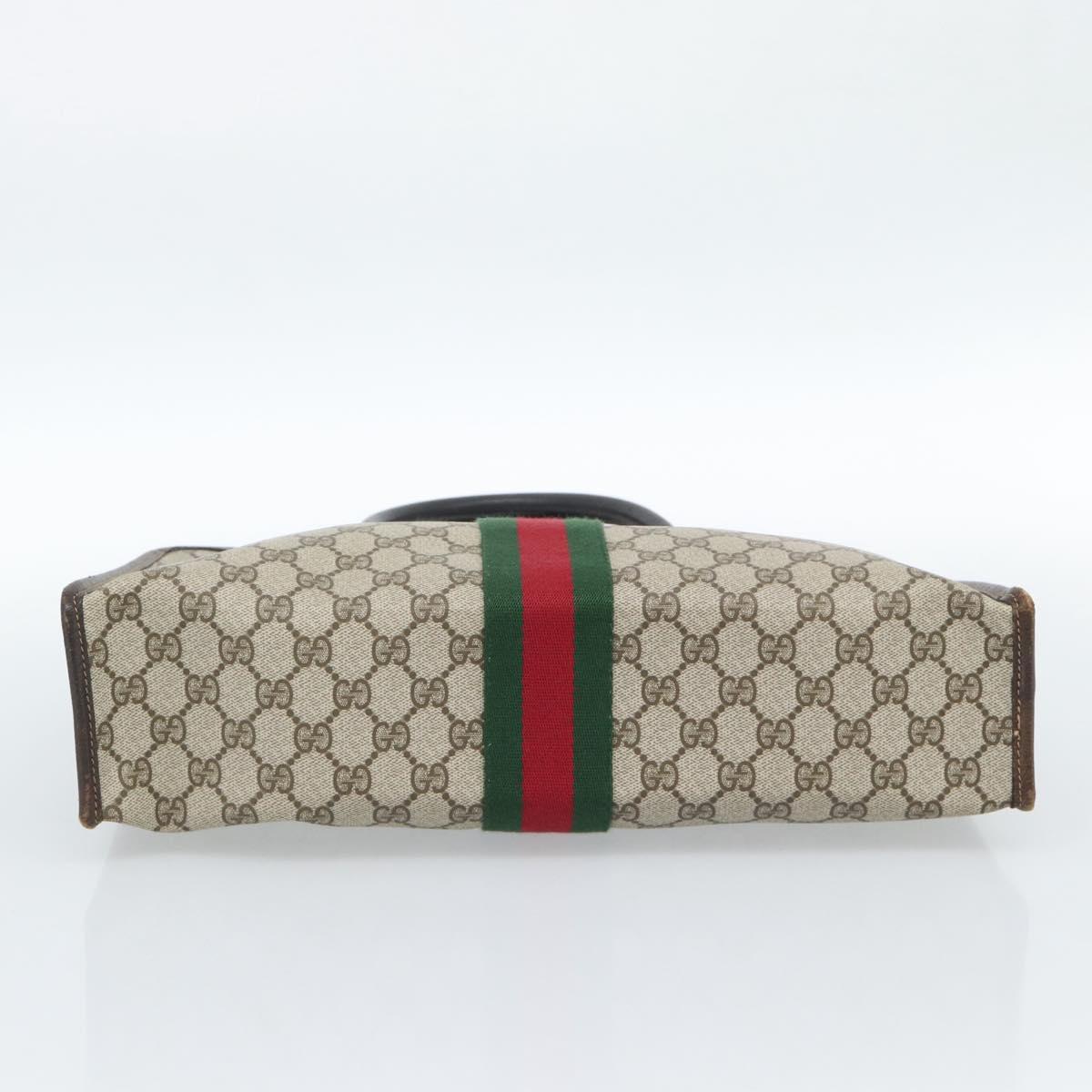 GUCCI GG Supreme Web Sherry Line Hand Bag PVC Beige Gold 010 378 Auth bs35454