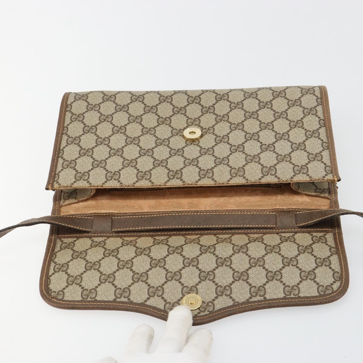 GUCCI GG Supreme Shoulder Bag PVC Beige Gold 004 161 0670 Auth bs35455