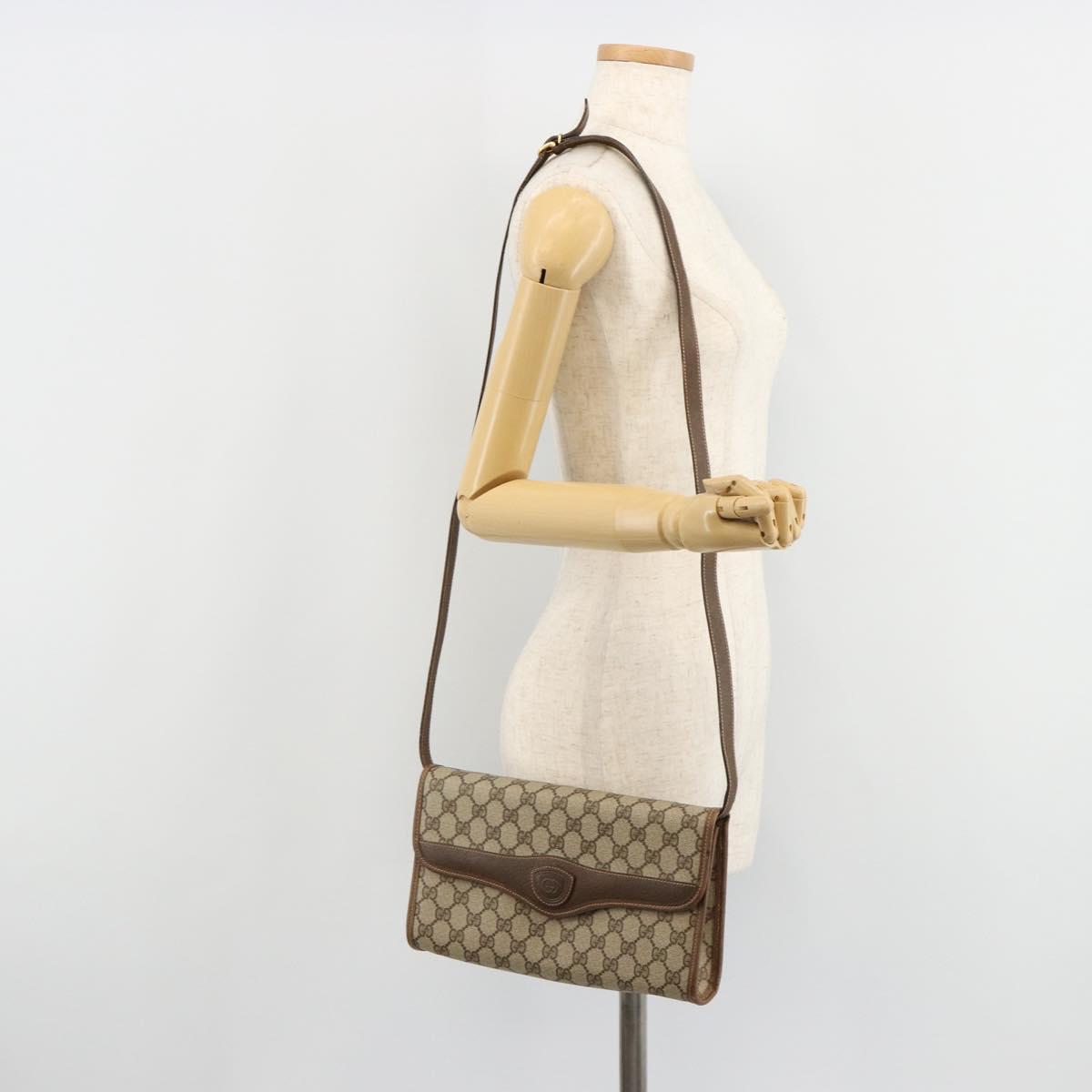 GUCCI GG Supreme Shoulder Bag PVC Beige Gold 004 161 0670 Auth bs35455
