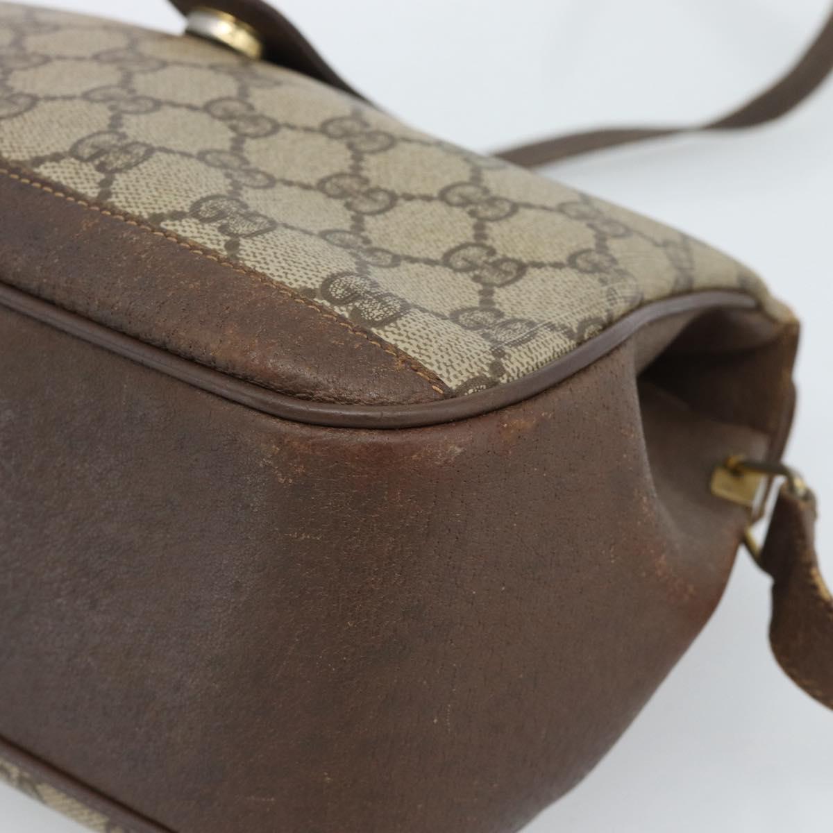 GUCCI GG Supreme Web Sherry Line Bag PVC Beige Gold 116 02 076 Auth bs35456