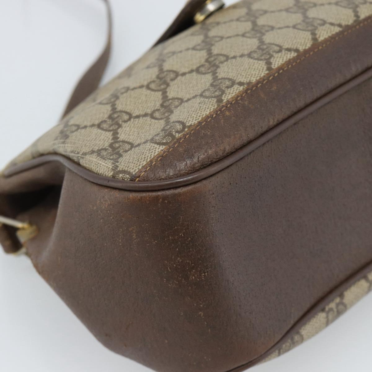 GUCCI GG Supreme Web Sherry Line Bag PVC Beige Gold 116 02 076 Auth bs35456