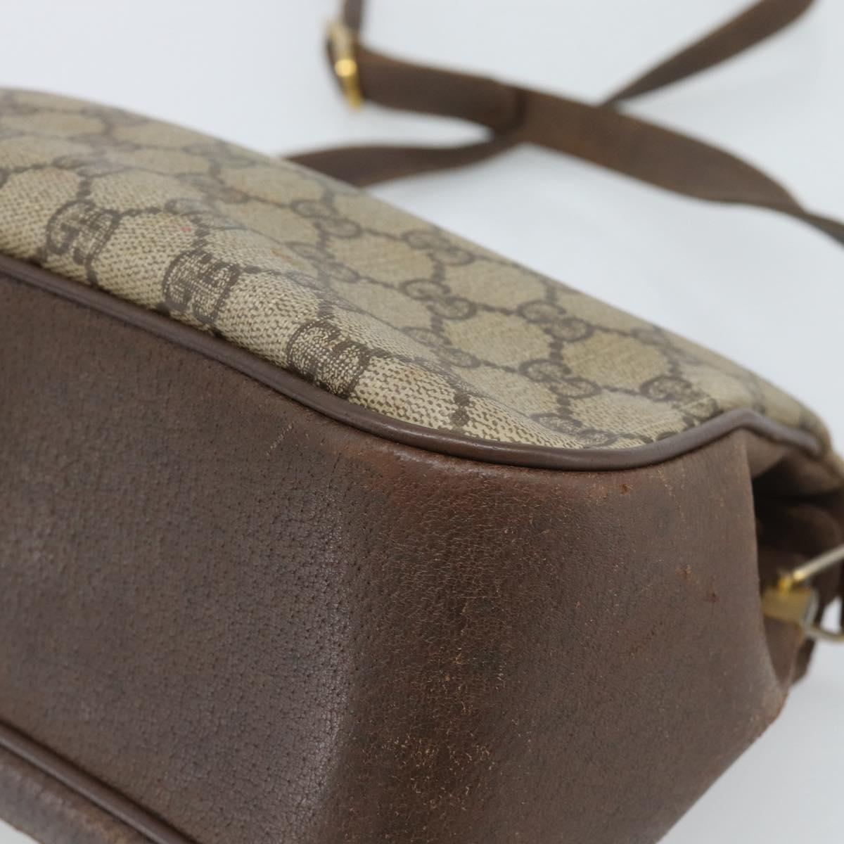 GUCCI GG Supreme Web Sherry Line Bag PVC Beige Gold 116 02 076 Auth bs35456
