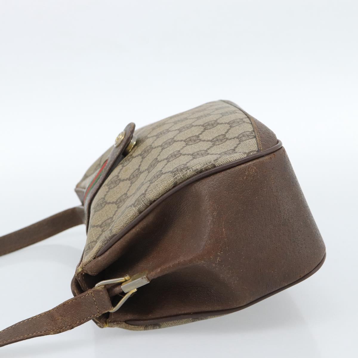 GUCCI GG Supreme Web Sherry Line Bag PVC Beige Gold 116 02 076 Auth bs35456