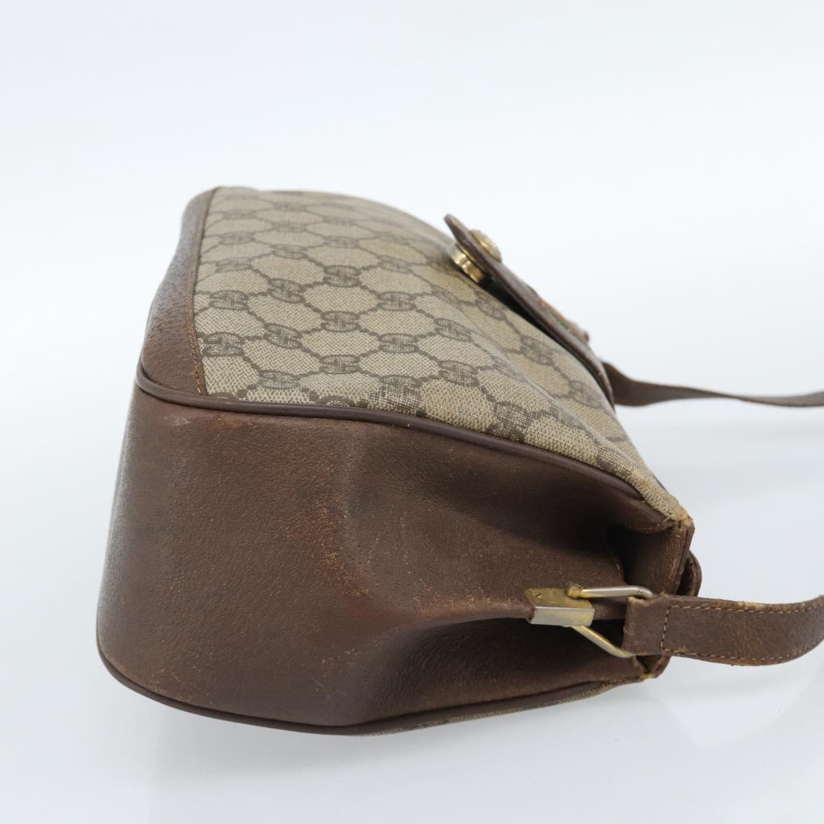 GUCCI GG Supreme Web Sherry Line Bag PVC Beige Gold 116 02 076 Auth bs35456