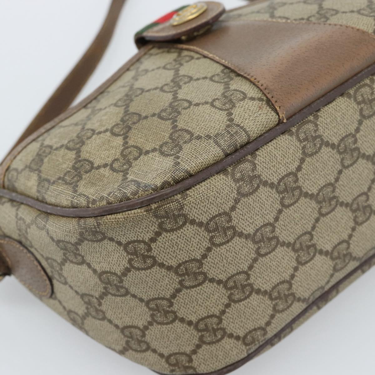 GUCCI GG Supreme Web Sherry Line Bag PVC Beige Gold 001 123 6177 Auth bs35457
