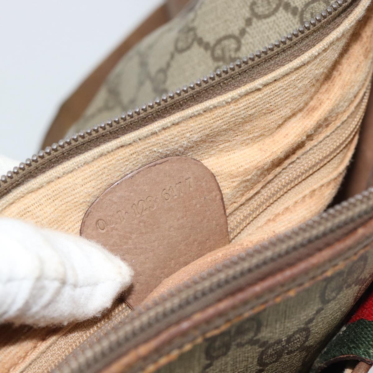 GUCCI GG Supreme Web Sherry Line Bag PVC Beige Gold 001 123 6177 Auth bs35457