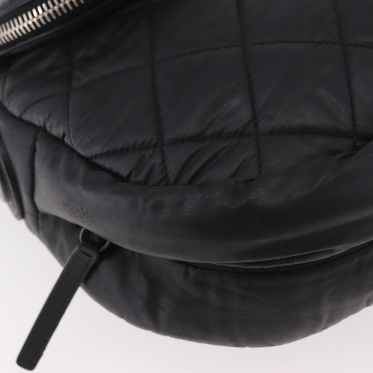 CHANEL Matelasse Shoulder Bag Coated Canvas Black Silver CC Auth bs35469