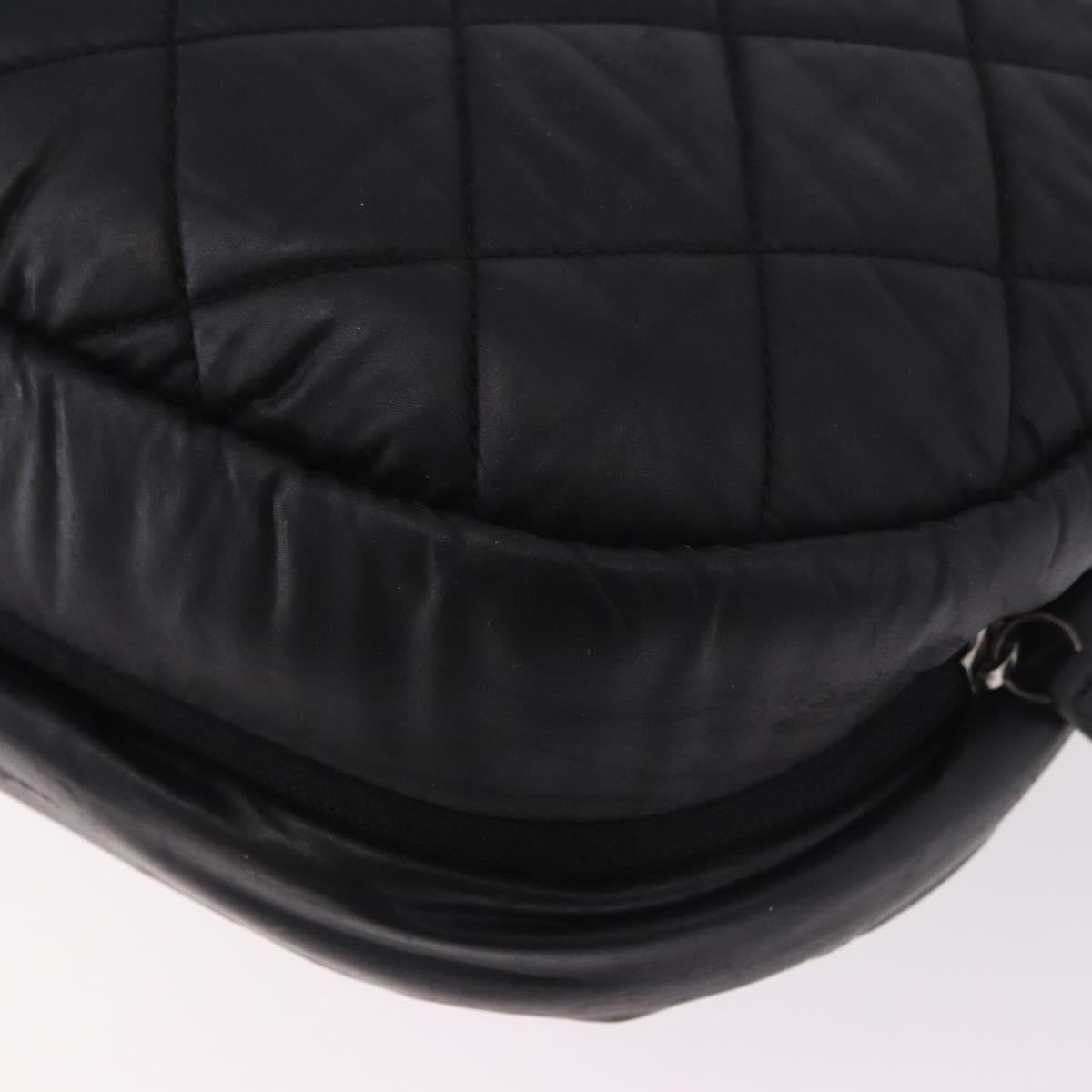 CHANEL Matelasse Shoulder Bag Coated Canvas Black Silver CC Auth bs35469
