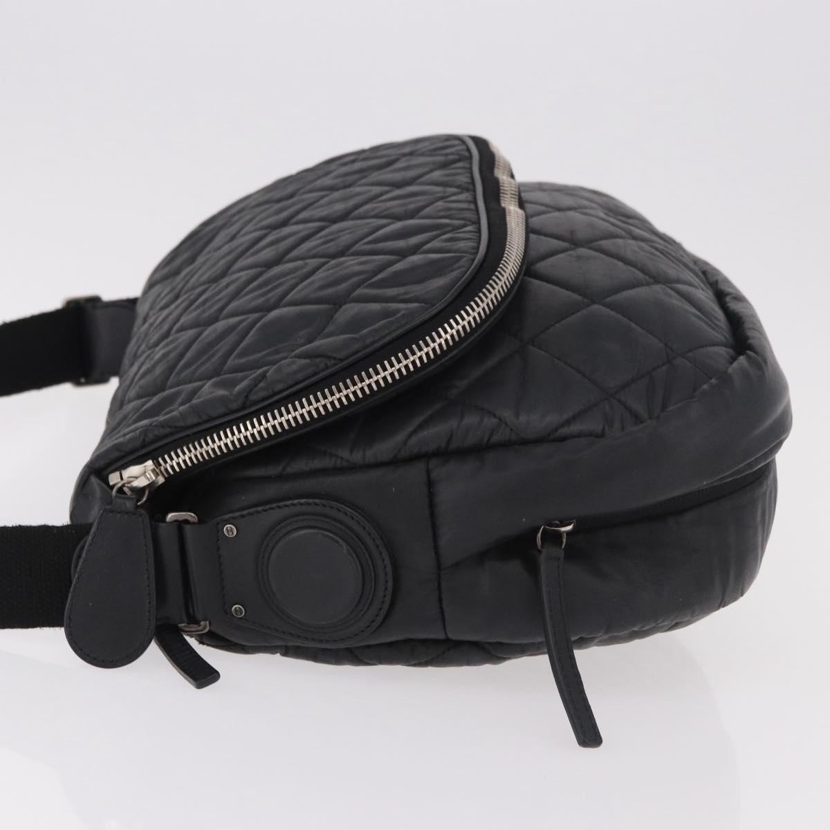 CHANEL Matelasse Shoulder Bag Coated Canvas Black Silver CC Auth bs35469