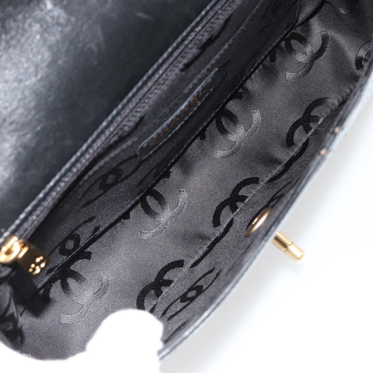 CHANEL Chain Shoulder Bag Patent Leather Black Gold CC Auth bs35471A