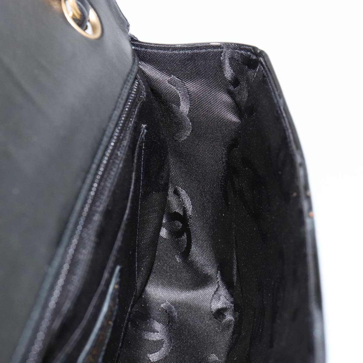 CHANEL Chain Shoulder Bag Patent Leather Black Gold CC Auth bs35471A