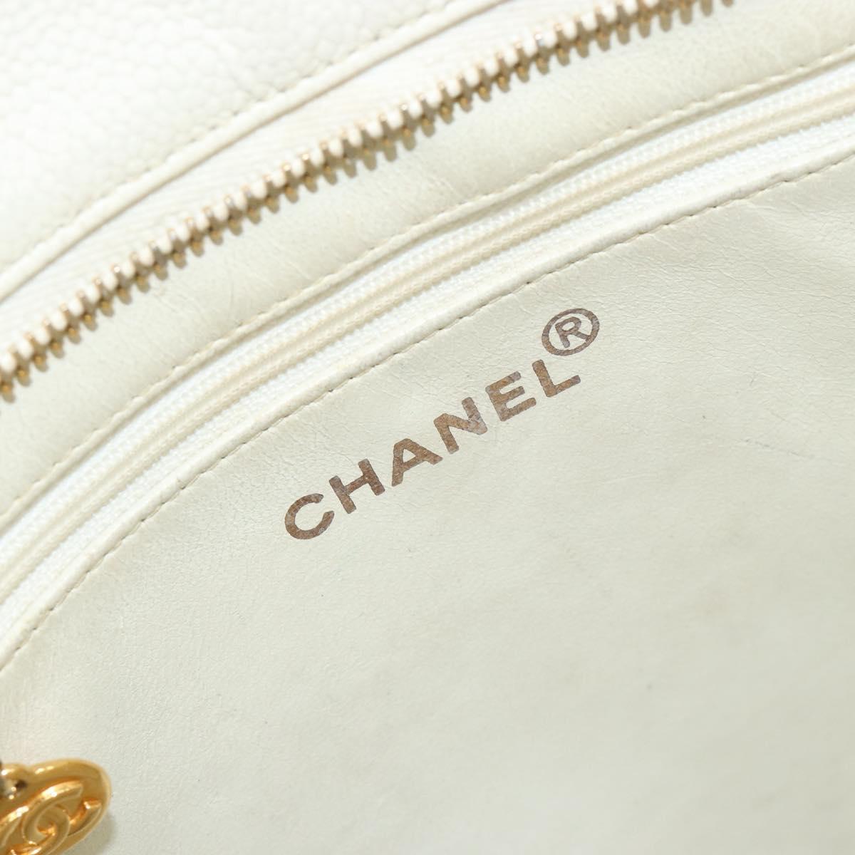 CHANEL Reissue Tote Bag Caviar Skin White Gold CC Auth bs35475